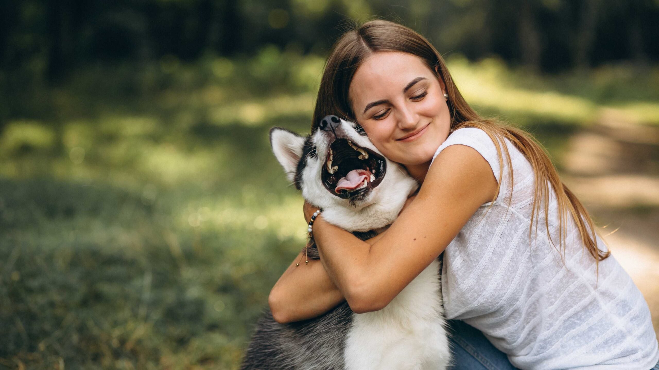Tutora feliz com seu cão